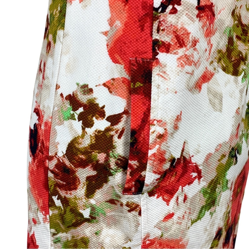 Liz Claiborne White Red Floral Boudreau Neckline Cap Sleeves Sheath Midi Dress 4 - Picture 8 of 15